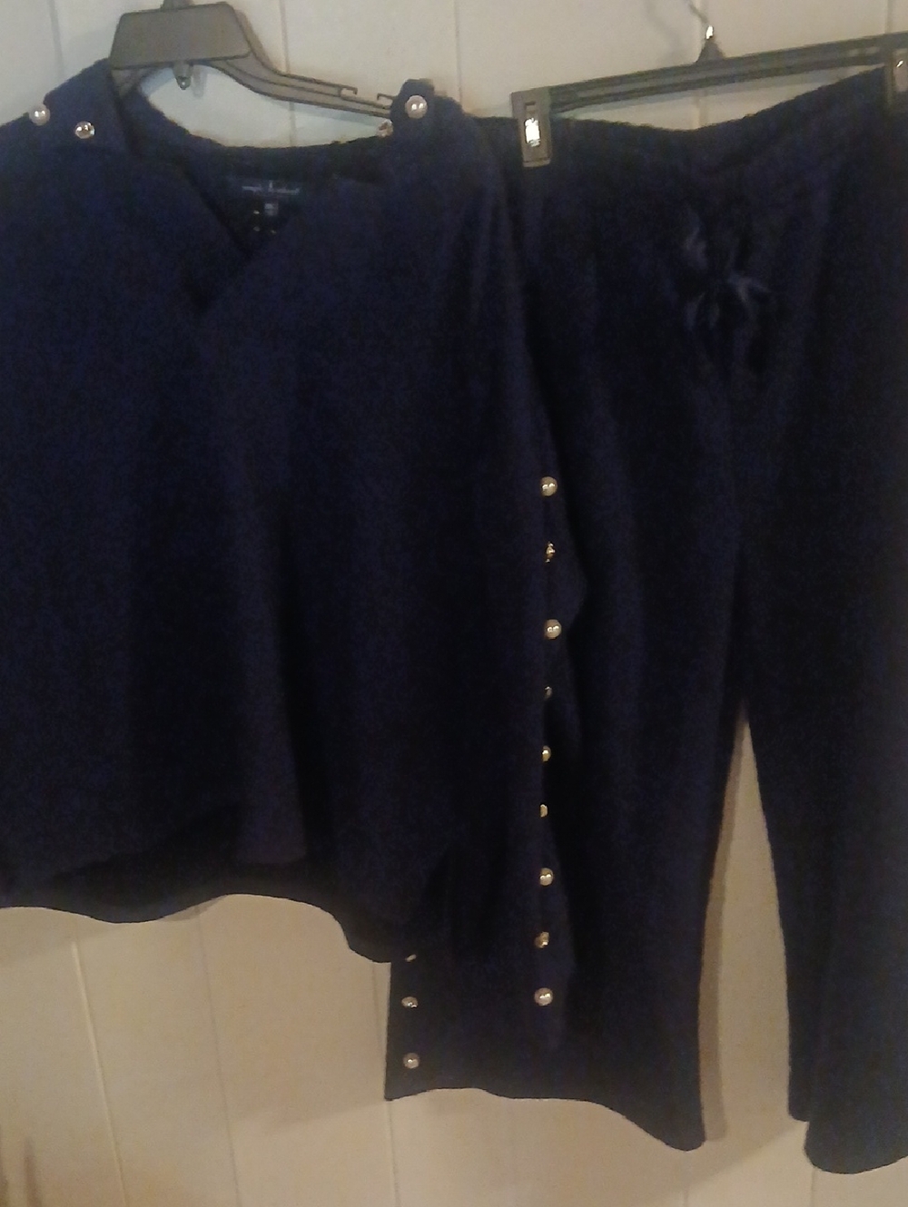 Simply Southern Navy Blue Two-Piece Pantsuit with Button Trim